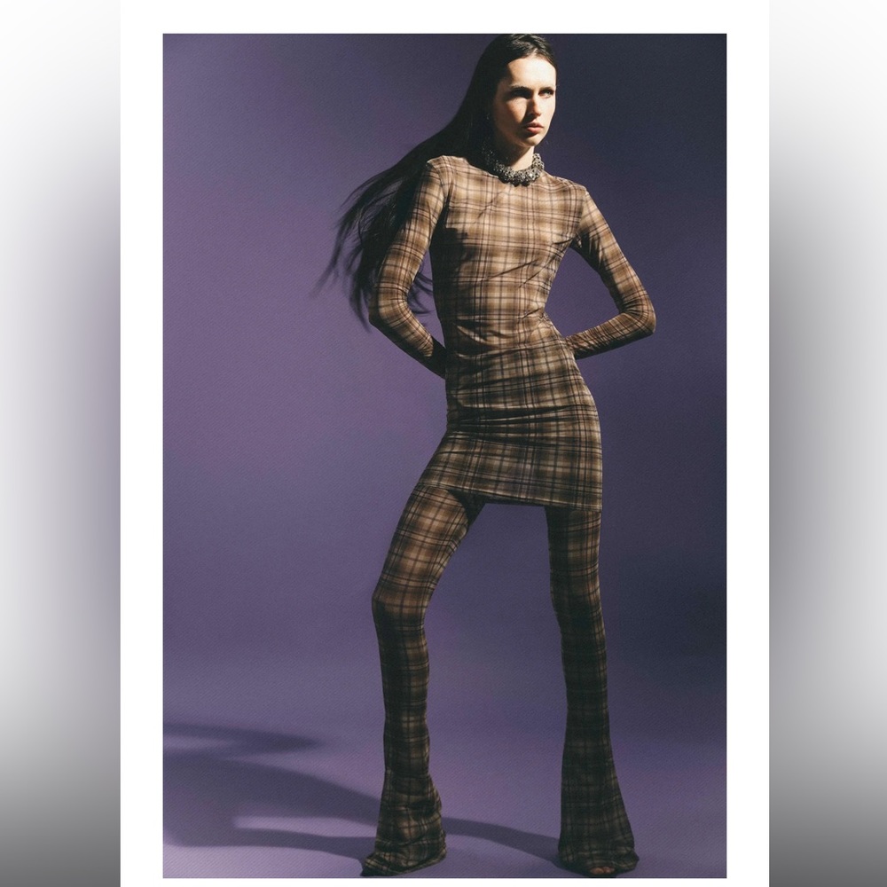 LUNATIC Studio - mesh dress plain brown gray SMALL “Maddy”